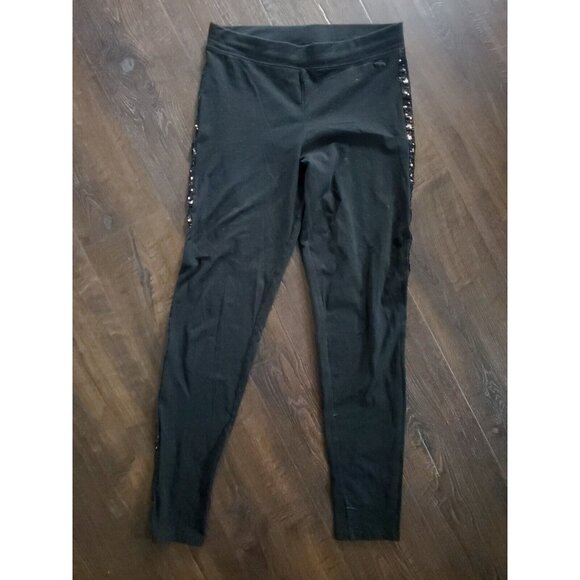 x2 VS PINK Leggings All Black & Black Sequin Activewear Stretch Size Medium Lot - Picture 2 of 8